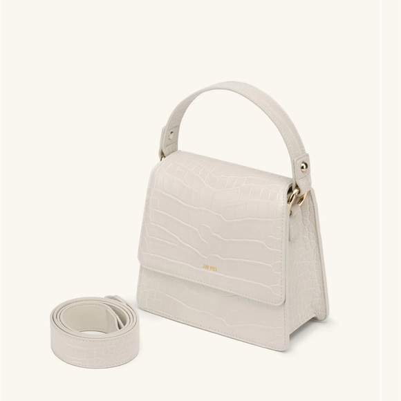 JW PEI White ivory croc-embossed vegan leather top-handle crossbody - Picture 2 of 6
